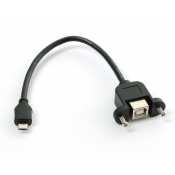 Cable USB B female-Micro B Male for panel mounting
