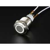 Push button chrome with ring LED white - 16mm