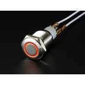 ON-OFF button chrome with red LED Ring - 16mm
