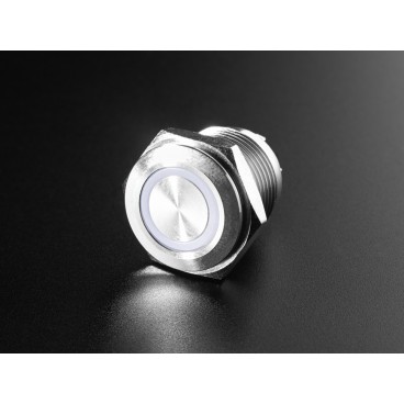 Push button chrome with RGB LED Ring - 16 mm