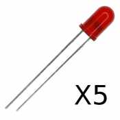 Pack of 5 Red 5mm LED