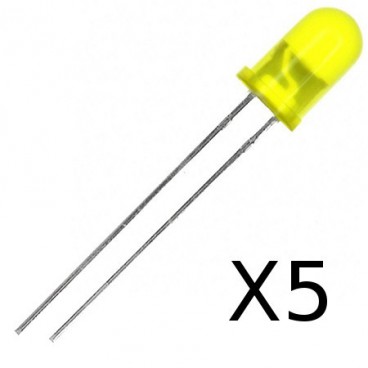 Pack of 5 LED 5mm yellow