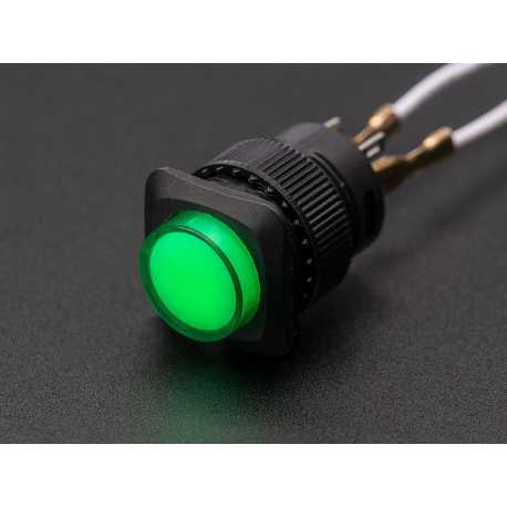 16mm illuminated ON-OFF button - Green