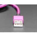 Cable USB A vers Micro B rose et violet tresse - 2 metres de long