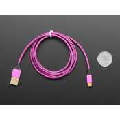 Fully Reversible Pink/Purple USB A to micro B Cable - 1m long