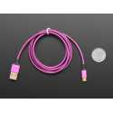 Fully Reversible Pink/Purple USB A to micro B Cable - 1m long