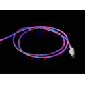 USB micro B Cable with LEDs - Blue and Red - 1 meter