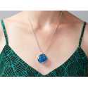 Blue Circuit Board Pendant Necklace with Silver Chain
