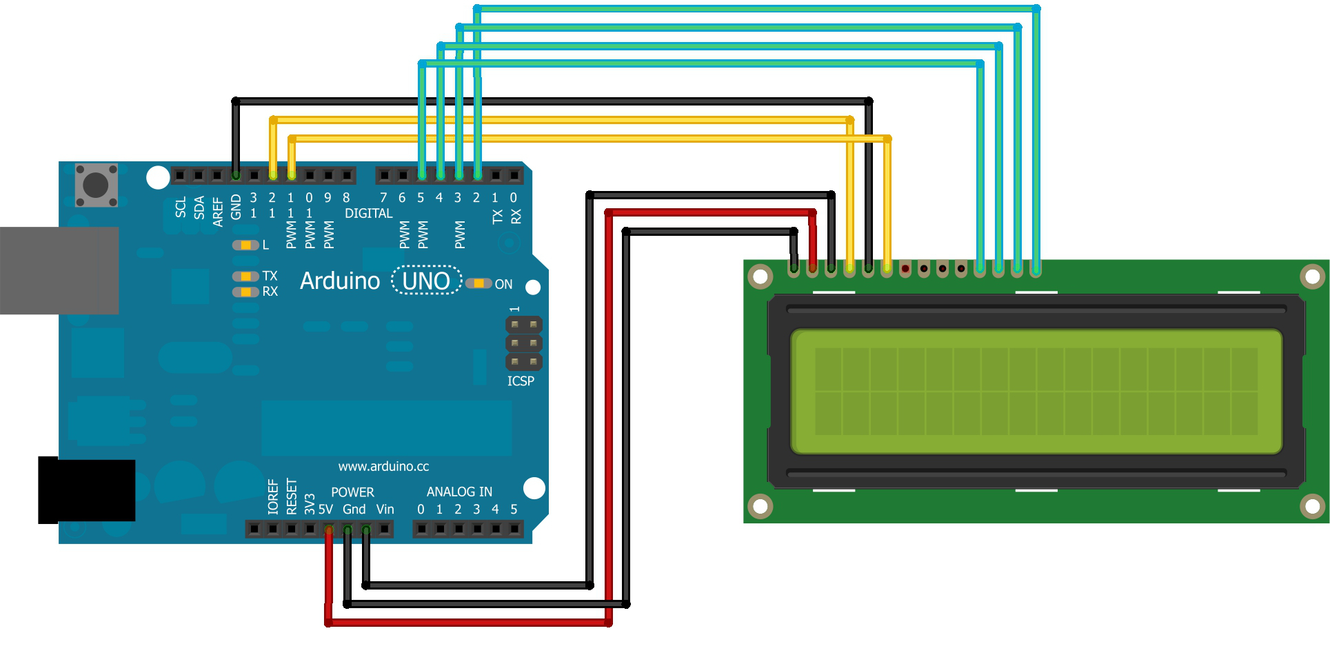 Pinout Lcd 16x2 Arduino 9596